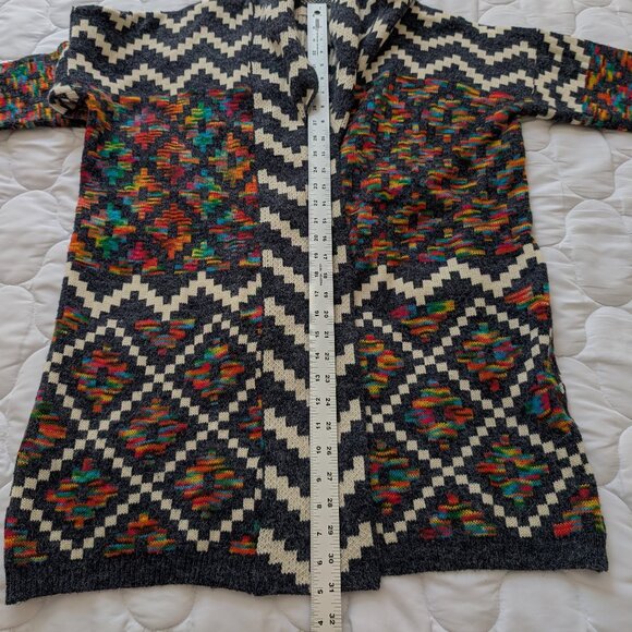 Freeway rainbow open front swing cardigan EUC Large gray and white EUC - Picture 7 of 10